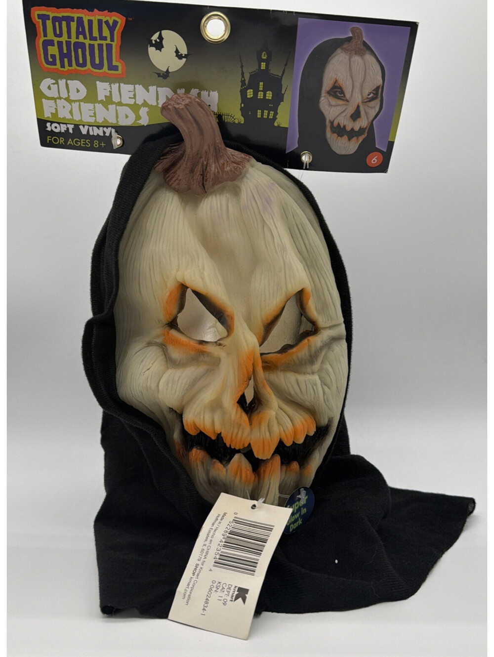 Vintage Scary Pumpkin Halloween Mask New With Tags Glow In The Dark